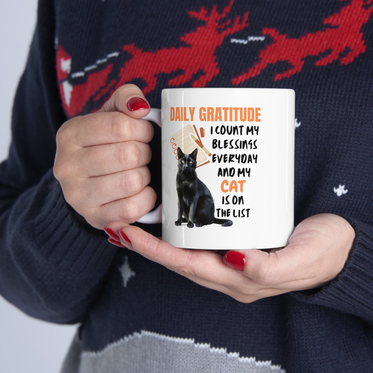 Daily Gratitude My Cat (Black Cat) Ceramic Mug 11oz