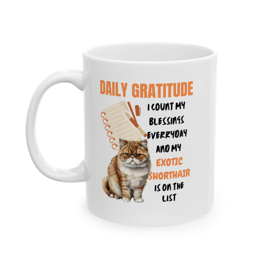 Daily Gratitude My Exotic Shorthair Cat Ceramic Mug 11oz
