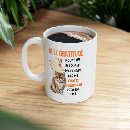 Daily Gratitude My Exotic Shorthair Cat Ceramic Mug 11oz