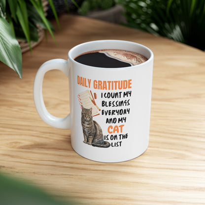 Daily Gratitude My Cat (Tabby Cat) Ceramic Mug 11oz