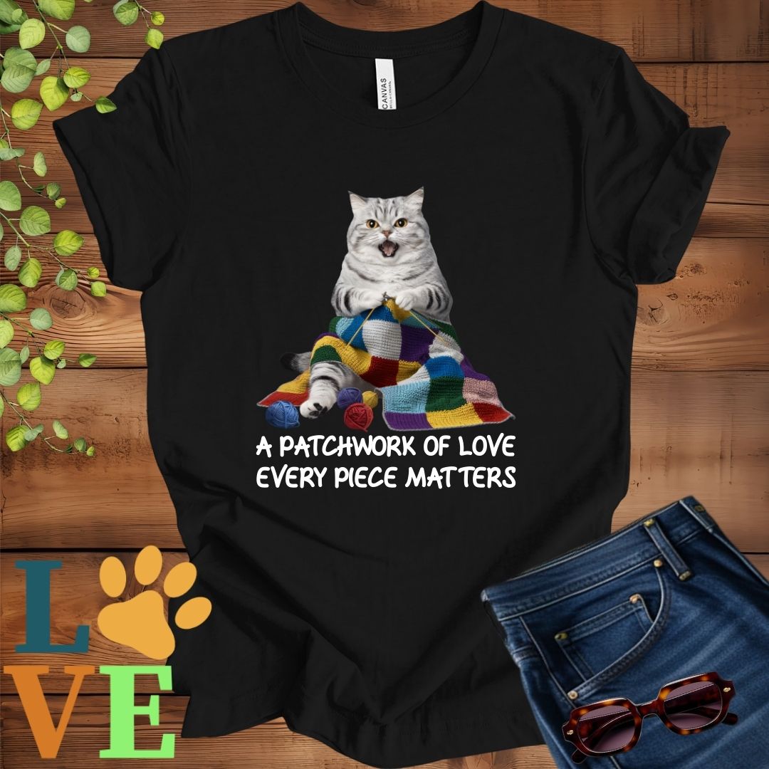 American Shorthair Patchwork Knitting Tee