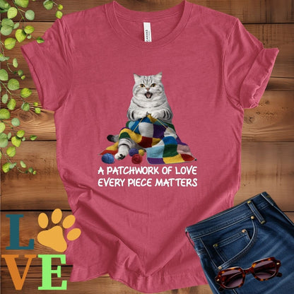 American Shorthair Patchwork Knitting Tee