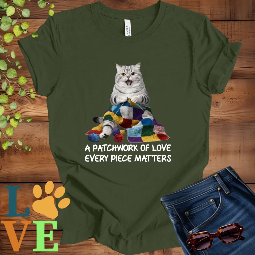 American Shorthair Patchwork Knitting Tee