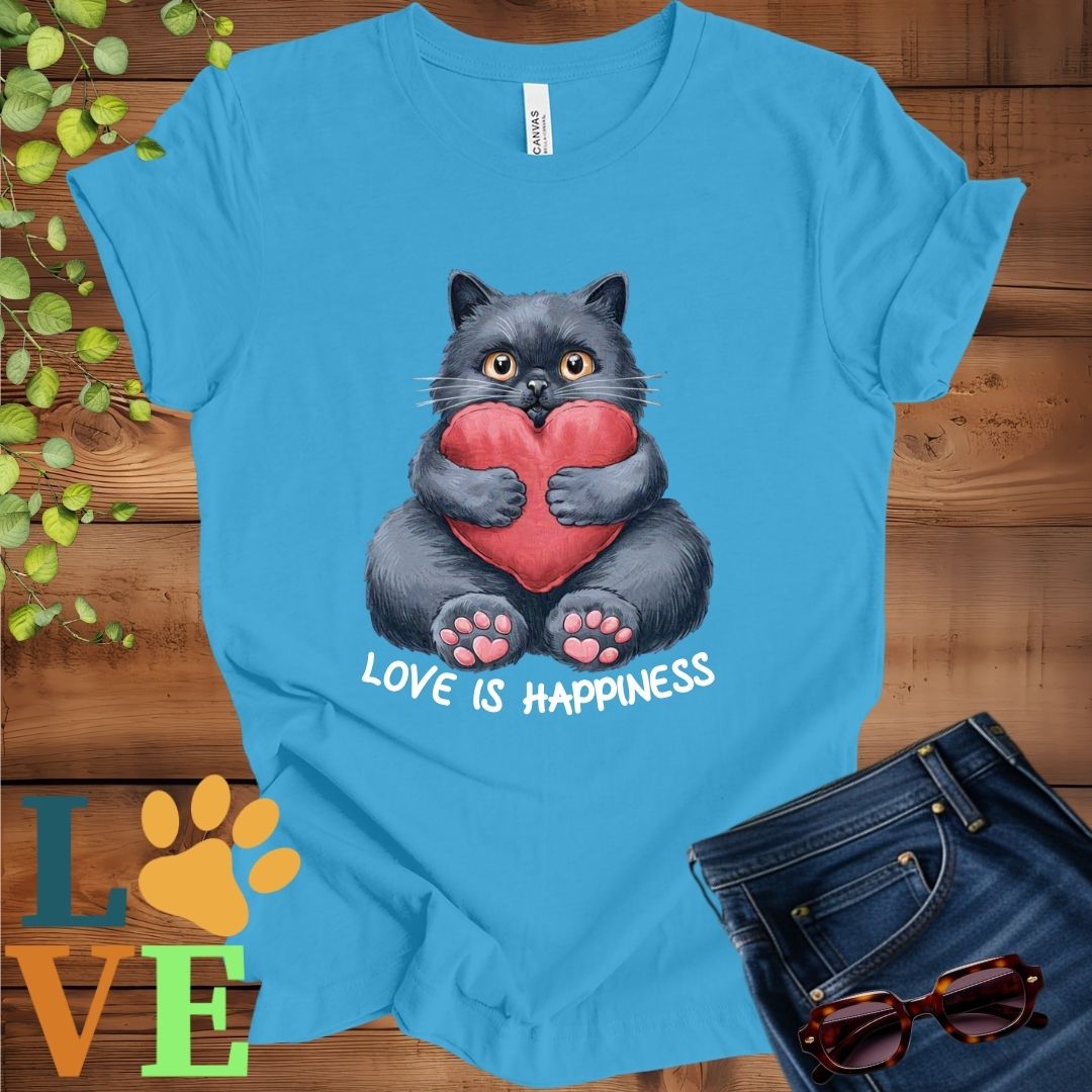 Black Cat Love Is Happiness Tee