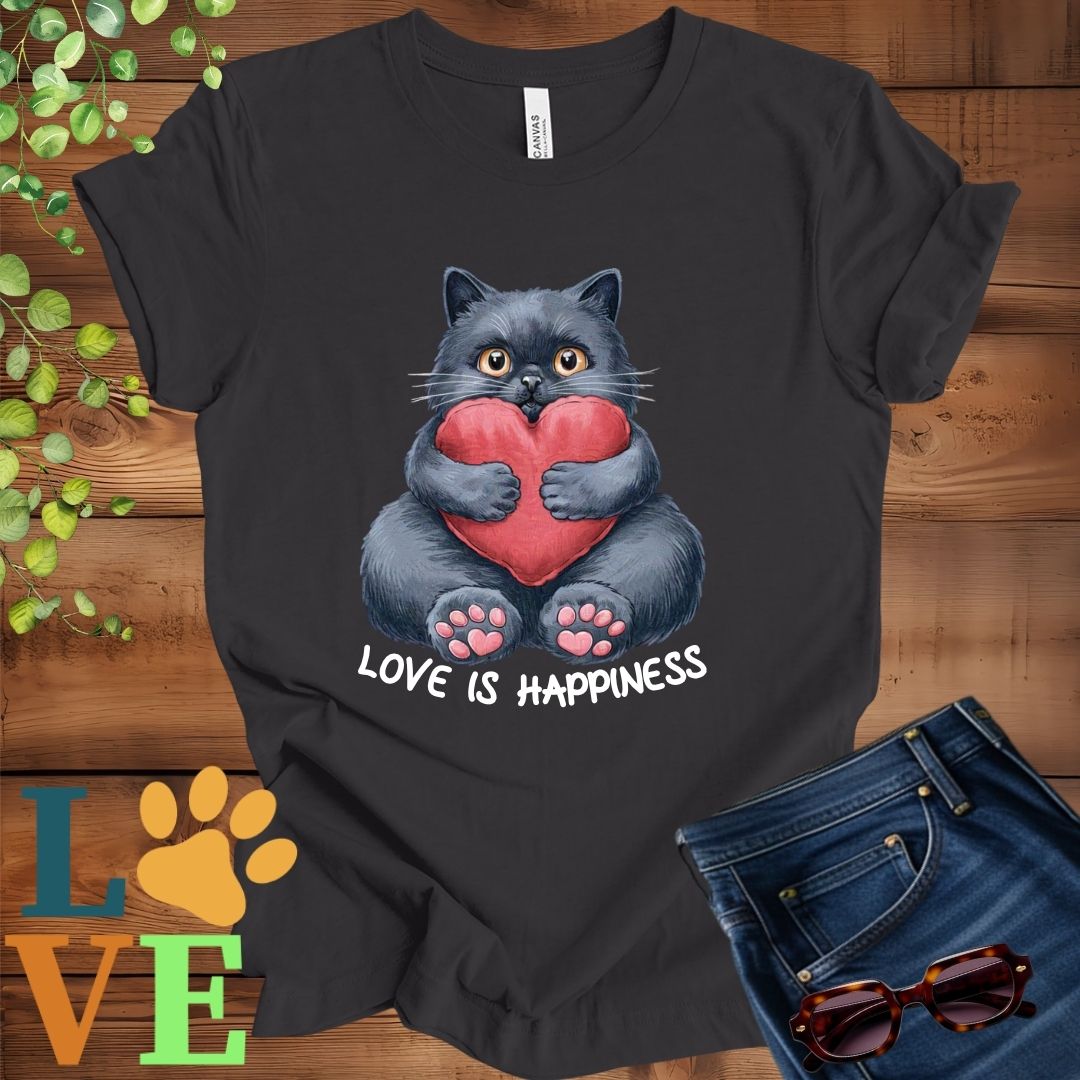 Black Cat Love Is Happiness Tee
