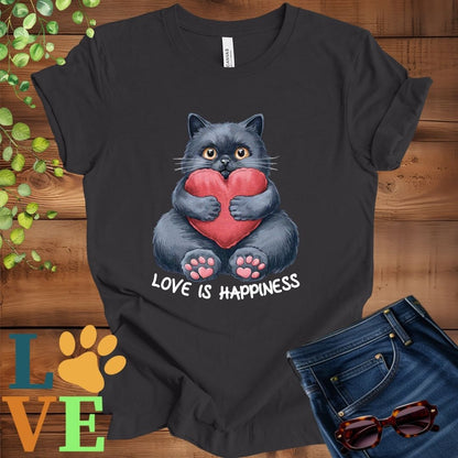 Black Cat Love Is Happiness Tee