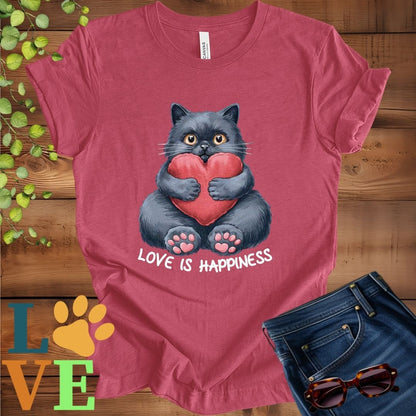 Black Cat Love Is Happiness Tee