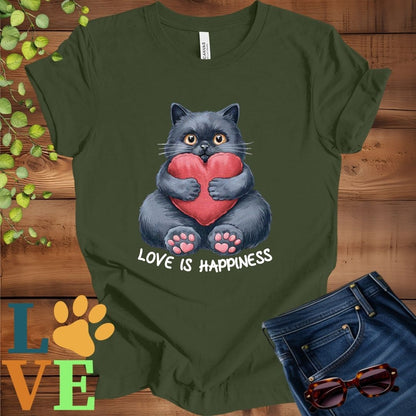 Black Cat Love Is Happiness Tee