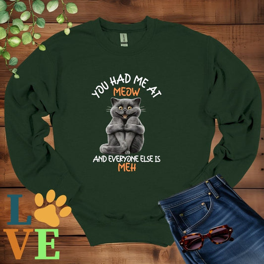 Black Cat Meow Sweatshirt