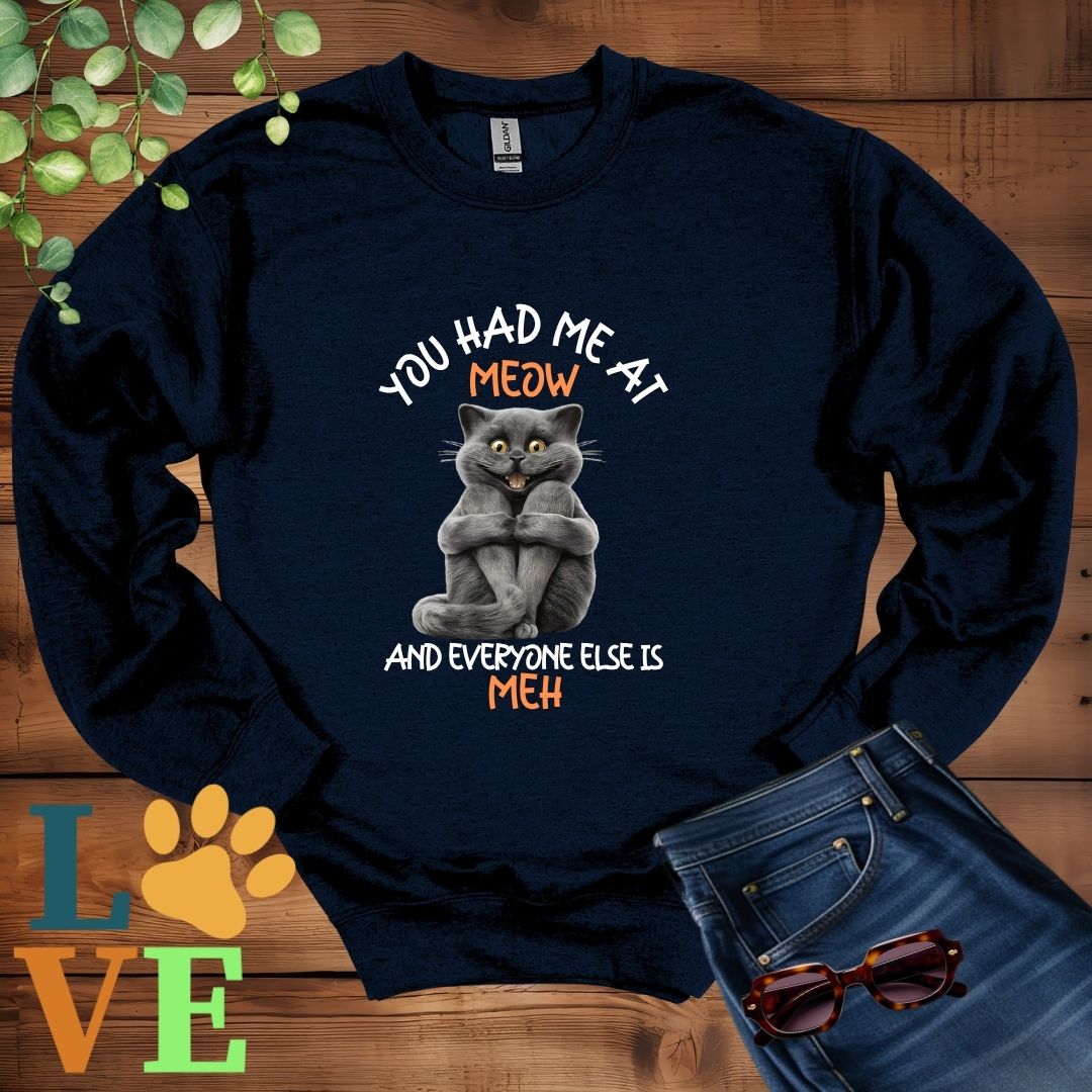 Black Cat Meow Sweatshirt