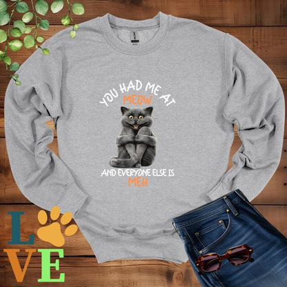 Black Cat Meow Sweatshirt