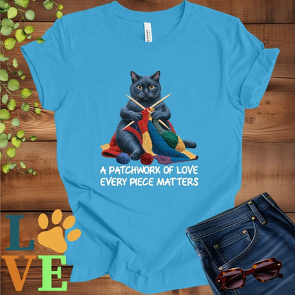 Black Cat Patchwork Knitting Tee