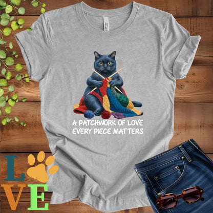 Black Cat Patchwork Knitting Tee