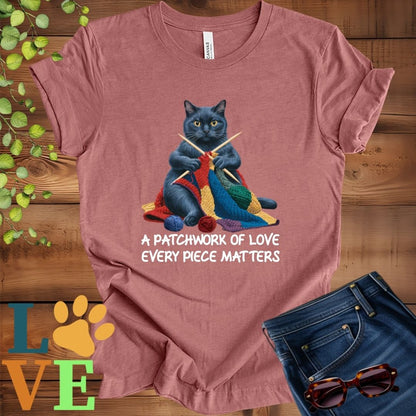 Black Cat Patchwork Knitting Tee