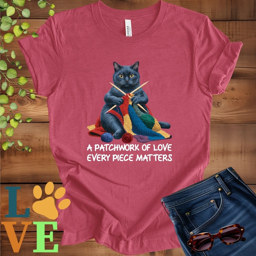 Black Cat Patchwork Knitting Tee