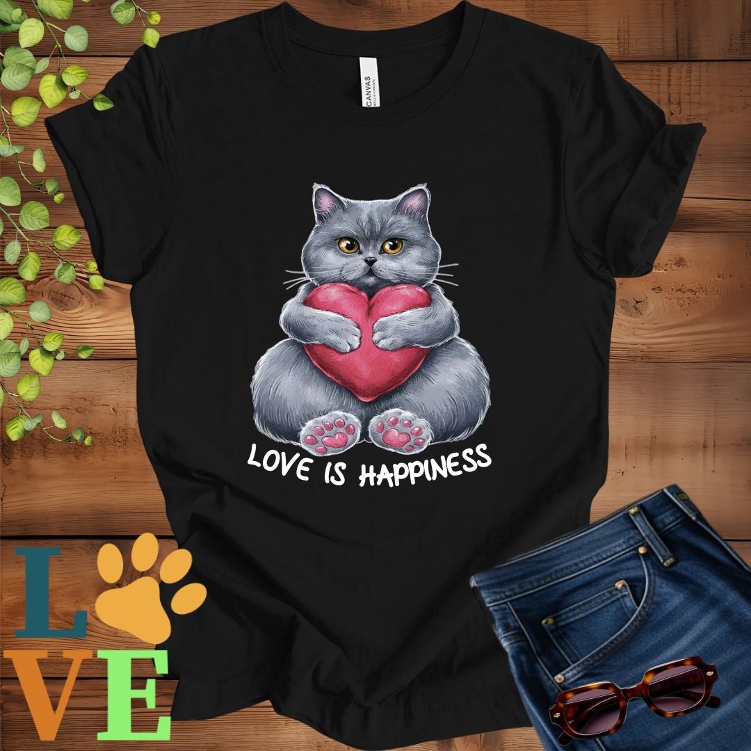 British Shorthair (Gray) Love Is Happiness Tee