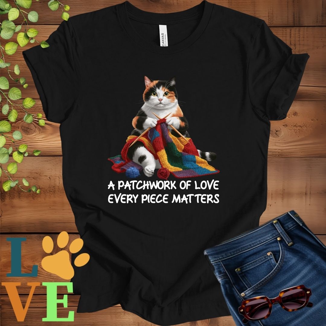 Calico Cat Patchwork Knitting Tee