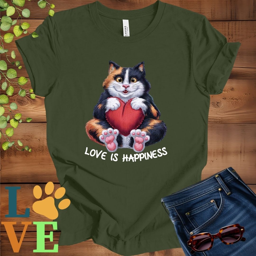 Calico Cat Love Is Happiness Tee