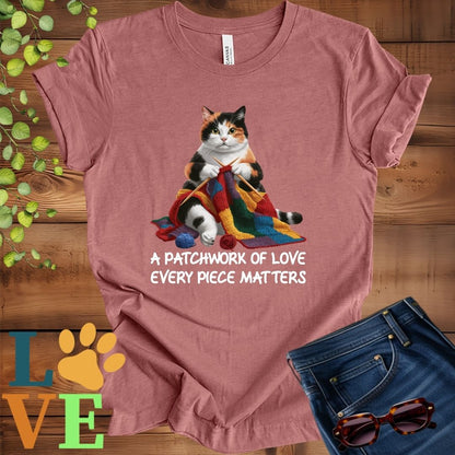 Calico Cat Patchwork Knitting Tee