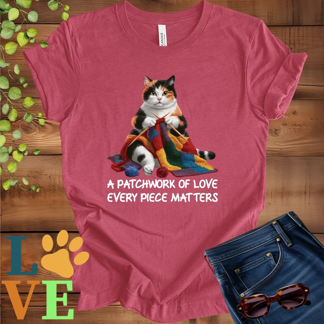 Calico Cat Patchwork Knitting Tee