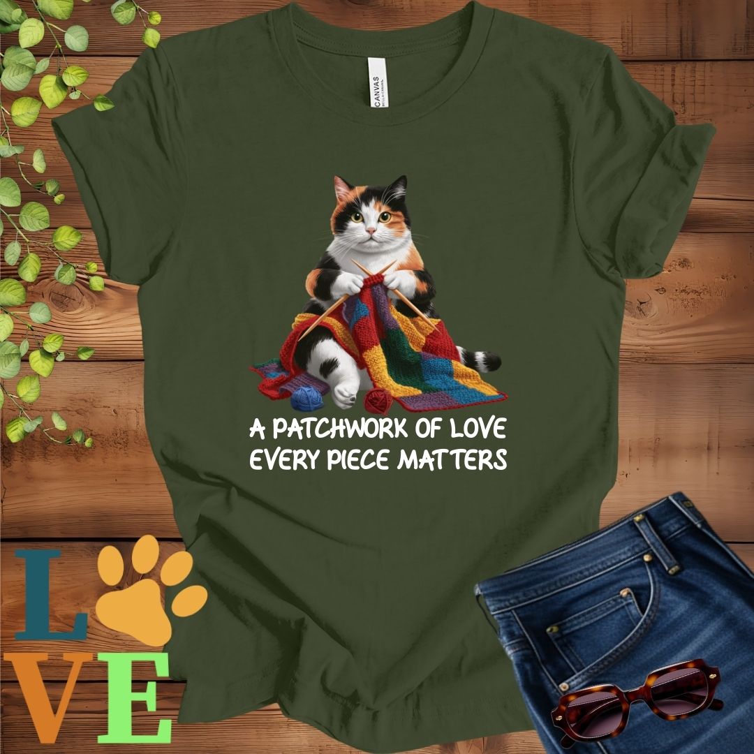 Calico Cat Patchwork Knitting Tee