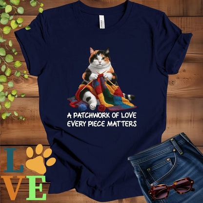 Calico Cat Patchwork Knitting Tee