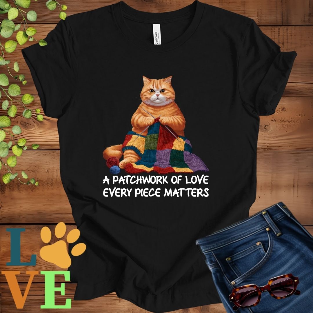 Ginger Cat Patchwork Knitting Tee