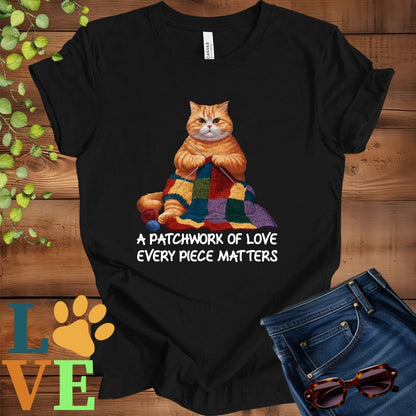 Ginger Cat Patchwork Knitting Tee