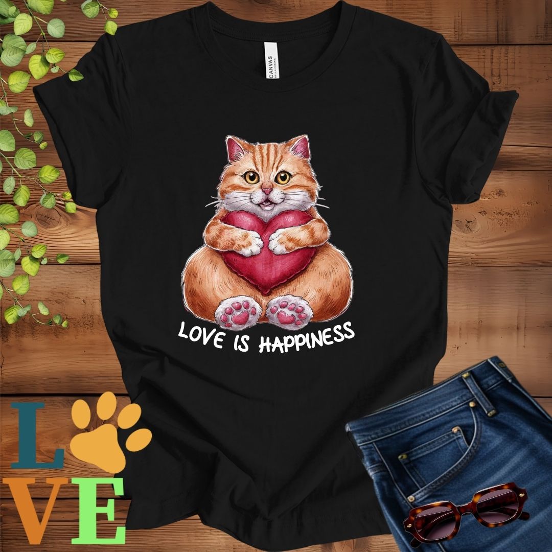 Ginger Cat Love Is Happiness Tee