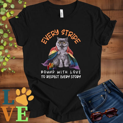 Gray British Shorthair LGBTQ+ Flag Tee