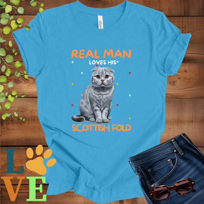 Real Man Loves His Scottish Fold Tee