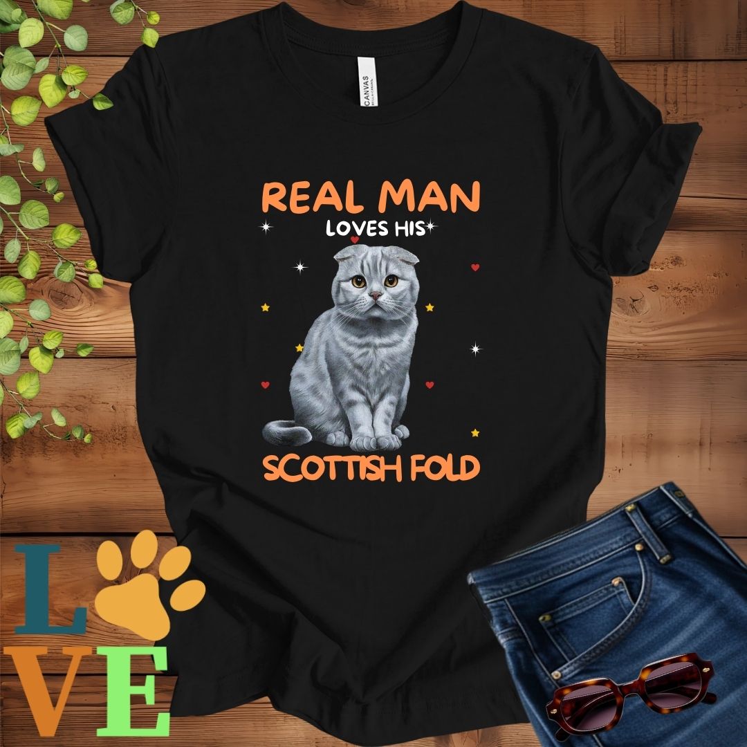 Real Man Loves His Scottish Fold Tee