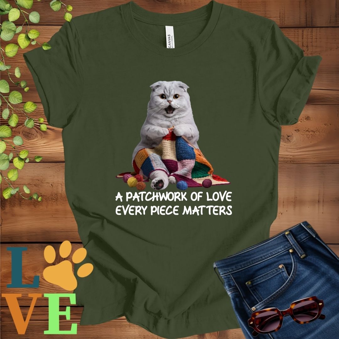 Scottish Fold Patchwork Knitting Tee