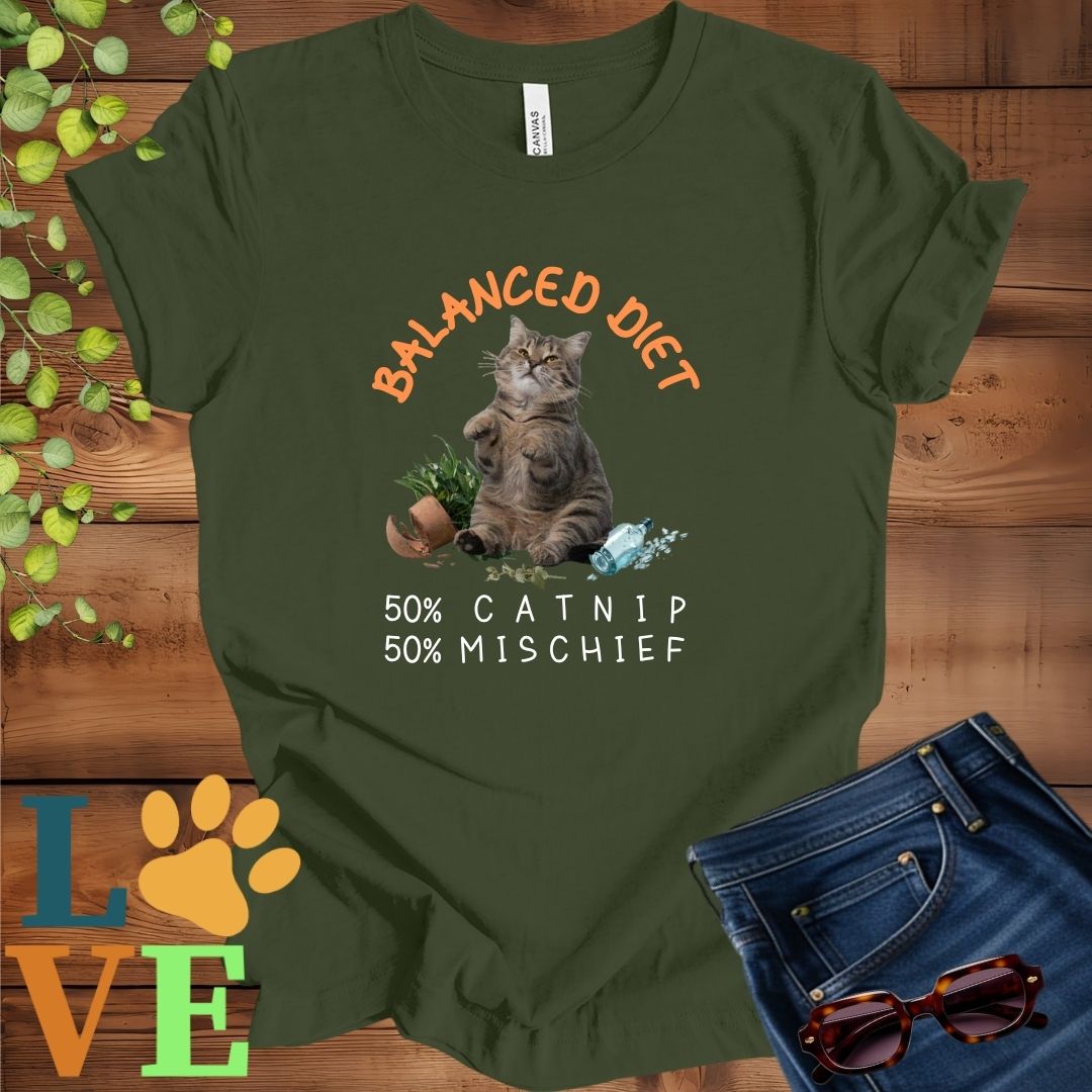 Tabby Cat Balanced Diet Tee