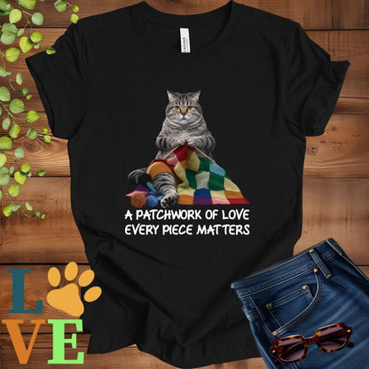 Tabby Cat Patchwork Knitting Tee