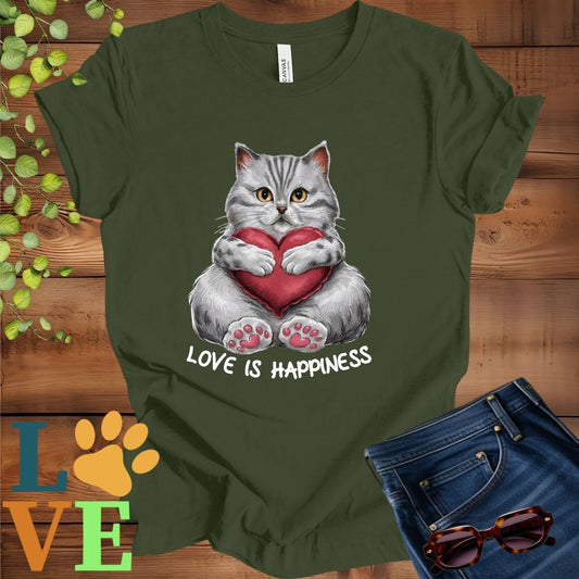 Tabby Cat Love Is Happiness Tee