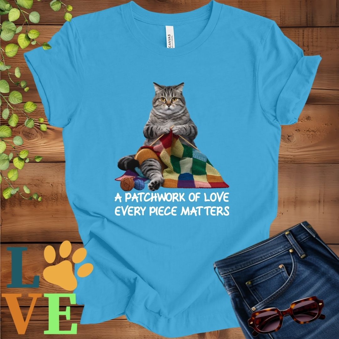 Tabby Cat Patchwork Knitting Tee