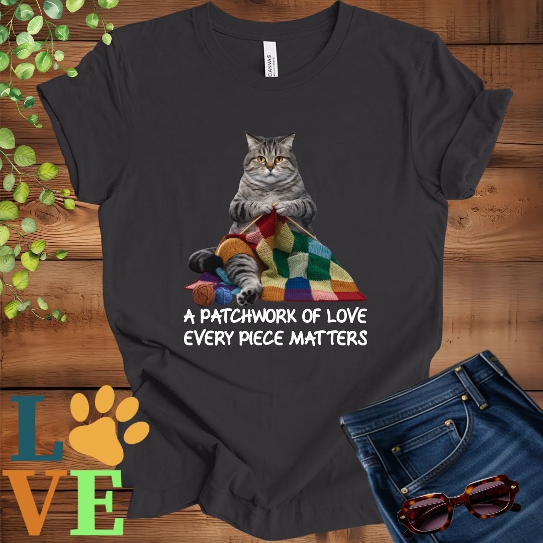Tabby Cat Patchwork Knitting Tee