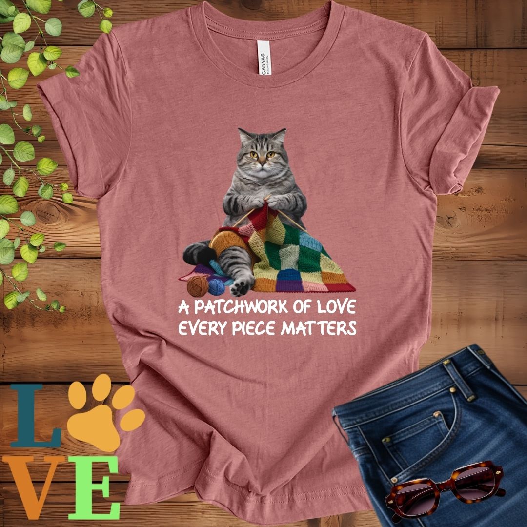 Tabby Cat Patchwork Knitting Tee