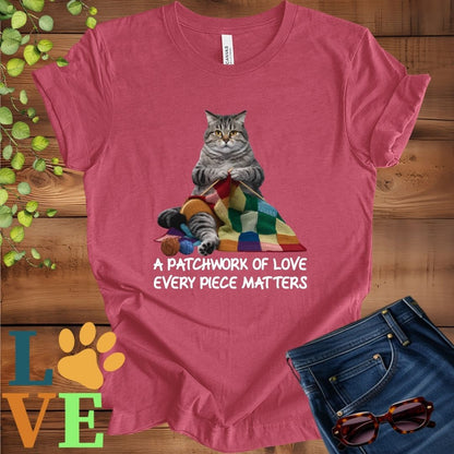 Tabby Cat Patchwork Knitting Tee