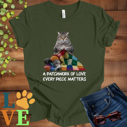 Tabby Cat Patchwork Knitting Tee