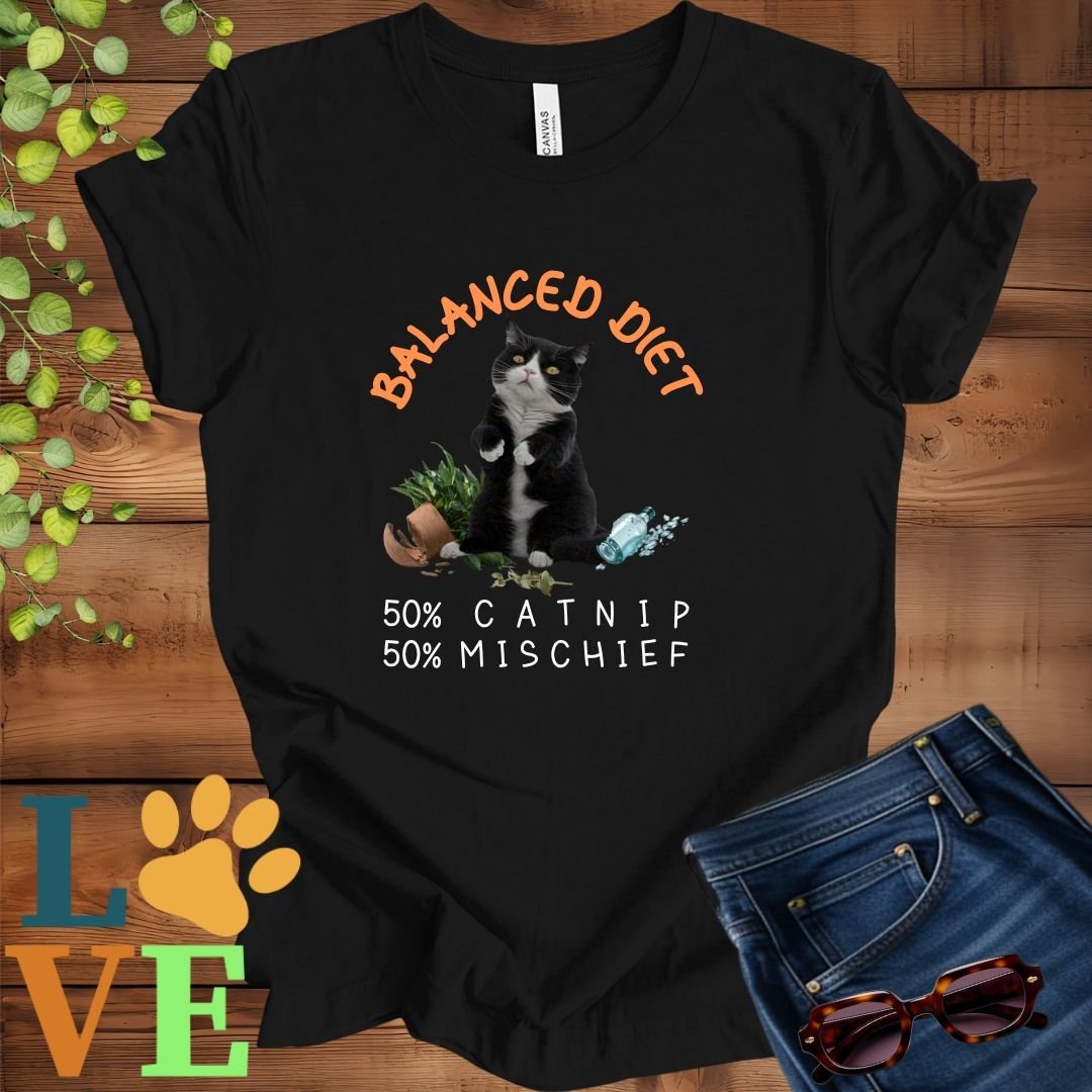 Tuxedo Cat Balanced Diet Tee