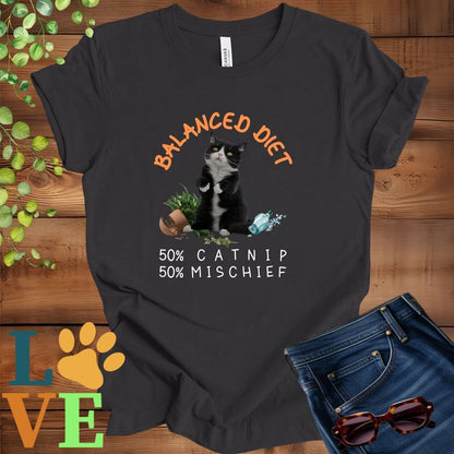 Tuxedo Cat Balanced Diet Tee