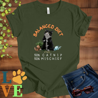 Tuxedo Cat Balanced Diet Tee