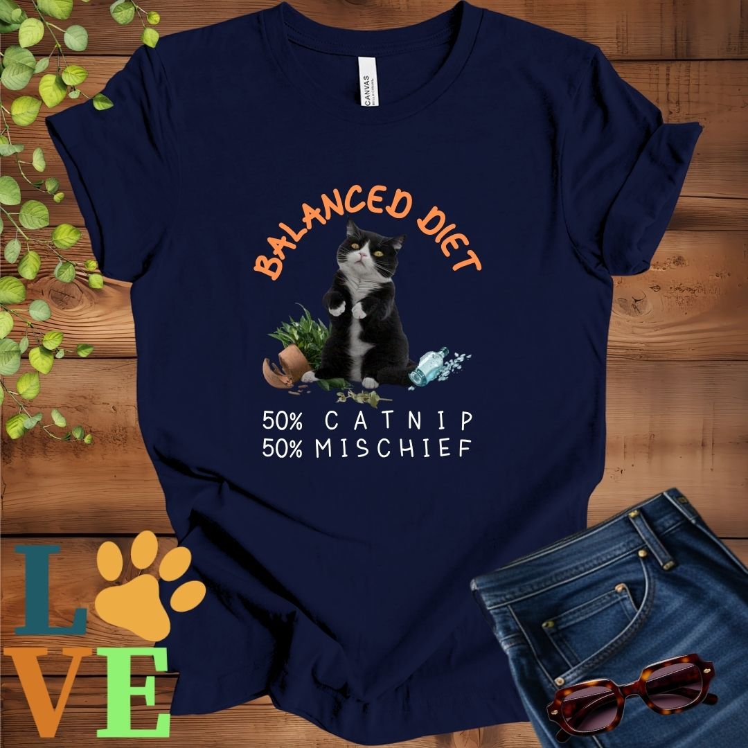 Tuxedo Cat Balanced Diet Tee