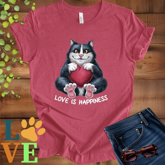 Tuxedo Cat Love Is Happiness Tee