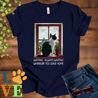 Tuxedo Cat Waiting Tee