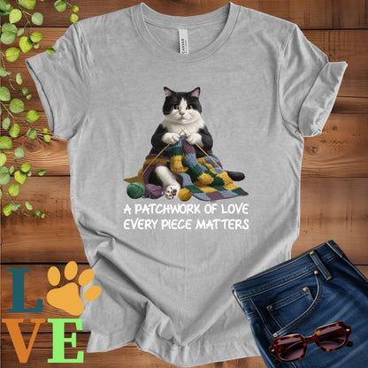 Tuxedo Cat Patchwork Knitting Tee