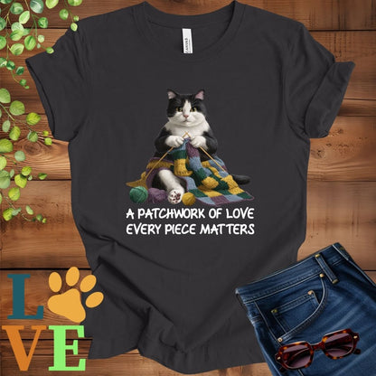 Tuxedo Cat Patchwork Knitting Tee