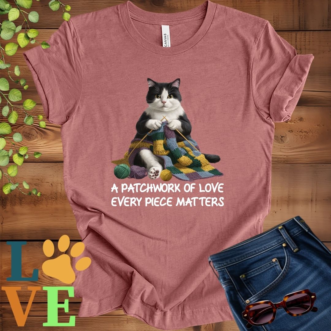 Tuxedo Cat Patchwork Knitting Tee